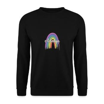 AALIYAH Rainbow Cursive - Unisex Pullover - Schwarz - Vorne - Alina (178cm) & Michal (187cm)