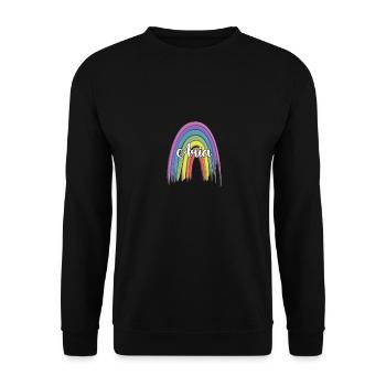 ARIA Rainbow Cursive - Unisex Pullover - Schwarz - Vorne - Alina (178cm) & Michal (187cm)