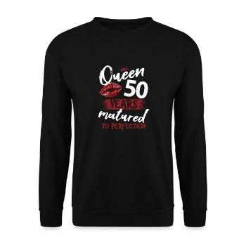 50 year old girl 50 bday Queen 50 birthday - Unisex Sweatshirt - black - Front - Alina (178cm) & Michal (187cm)