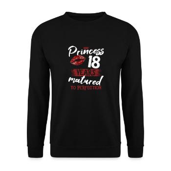 18 year old girl 18 bday Princess 18 birthday - Unisex Sweatshirt - black - Front - Alina (178cm) & Michal (187cm)
