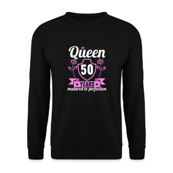50 year old girl 50 bday Queen 50 birthday - Unisex Sweatshirt - black - Front - Alina (178cm) & Michal (187cm)