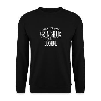 Je Suis Un Grincheux Qui Déchire, Tout Savoir - Sweat-shirt Unisexe - noir - Devant - Alina (178cm) & Michal (187cm)