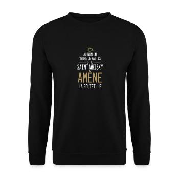 Au Nom Du Verre De Pastis Et Du Saint Whisky - Sweat-shirt Unisexe - noir - Devant - Alina (178cm) & Michal (187cm)