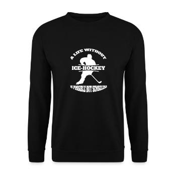 Eishockey Wintersport Geschenk Eishockeyteam - Unisex Pullover - Schwarz - Vorne - Alina (178cm) & Michal (187cm)