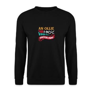 Ein Ollie Am Tag Hält Den Arzt Fern - Unisex Pullover - Schwarz - Vorne - Alina (178cm) & Michal (187cm)