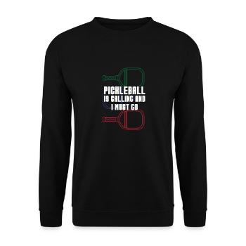 Outdoor Gartenspiel Lustiges Pickleball Design mit - Unisex Pullover - Schwarz - Vorne - Alina (178cm) & Michal (187cm)
