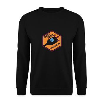 Outdoor Gartenspiel Lustiges Pickleball Design mit - Unisex Pullover - Schwarz - Vorne - Alina (178cm) & Michal (187cm)