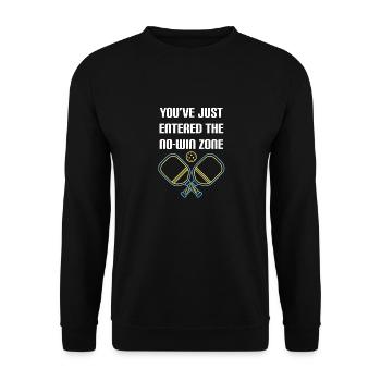 Outdoor Gartenspiel Lustiges Pickleball Design mit - Unisex Pullover - Schwarz - Vorne - Alina (178cm) & Michal (187cm)