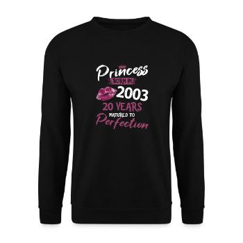 20th birthday 20 years of perfection Princess 2003 - Unisex Sweatshirt - black - Front - Alina (178cm) & Michal (187cm)