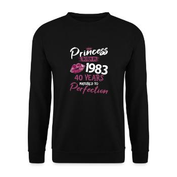 40ème anniversaire 40 ans de perfection Princesse 1983 - Sweat-shirt Unisexe - noir - Devant - Alina (178cm) & Michal (187cm)