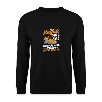 Ich bin ein Kajak-Mädchen, wie ein normales - Unisex Pullover - Schwarz - Vorne - Alina (178cm) & Michal (187cm)