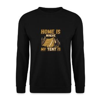 Home is where my tent is - Camping Nature - Unisex Sweatshirt - black - Front - Alina (178cm) & Michal (187cm)