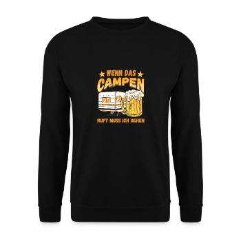 Wenn das Campen ruft muss ich gehen - Zelten Natur - Unisex Pullover - Schwarz - Vorne - Alina (178cm) & Michal (187cm)