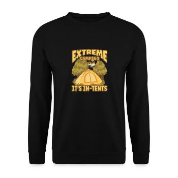 Extrem Camping is In Tents - Campen Zelten Natur - Unisex Pullover - Schwarz - Vorne - Alina (178cm) & Michal (187cm)