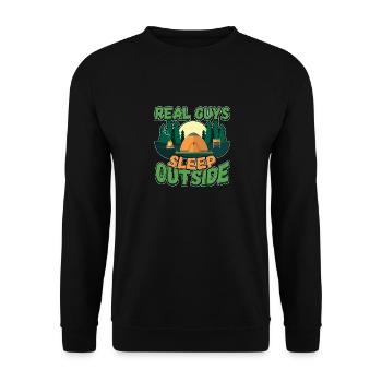 Echte Kerle Schlafen Draußen - Campen Zelten Natur - Unisex Pullover - Schwarz - Vorne - Alina (178cm) & Michal (187cm)