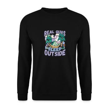 Echte Kerle Schlafen Draußen - Campen Zelten Natur - Unisex Pullover - Schwarz - Vorne - Alina (178cm) & Michal (187cm)