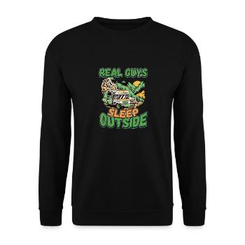 Echte Kerle Schlafen Draußen - Campen Zelten Natur - Unisex Pullover - Schwarz - Vorne - Alina (178cm) & Michal (187cm)