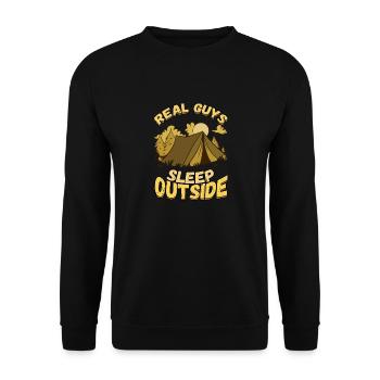 Echte Kerle Schlafen Draußen - Campen Zelten Natur - Unisex Pullover - Schwarz - Vorne - Alina (178cm) & Michal (187cm)