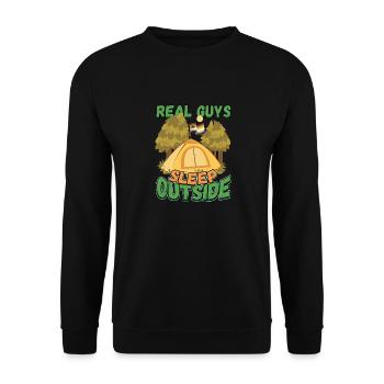 Echte Kerle Schlafen Draußen - Campen Zelten Natur - Unisex Pullover - Schwarz - Vorne - Alina (178cm) & Michal (187cm)