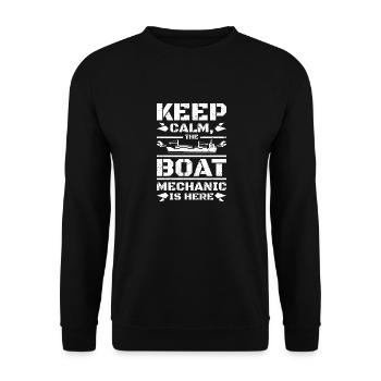 Keep calm the boat mechanic is here - Unisex Sweatshirt - black - Front - Alina (178cm) & Michal (187cm)