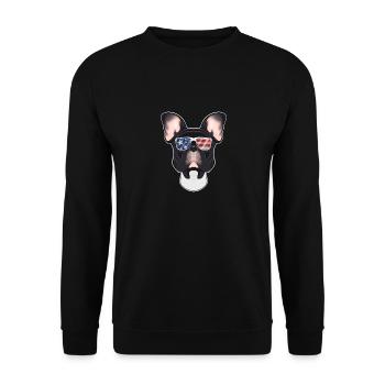 Français Bulldog USA Lunettes de soleil I Drapeau américain - Sweat-shirt Unisexe - noir - Devant - Alina (178cm) & Michal (187cm)