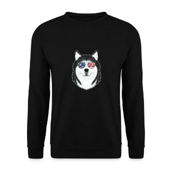 Husky USA Sunglasses I American Flag Husky - Unisex Pullover - Schwarz - Vorne - Alina (178cm) & Michal (187cm)