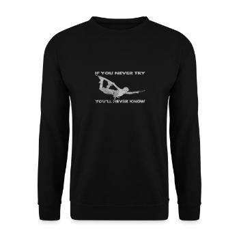 If you never try - you'll never know Lifestyle - Unisex Sweatshirt - black - Front - Alina (178cm) & Michal (187cm)