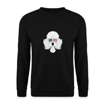 Poodle USA Sunglasses I American Flag Poodle - Unisex Sweatshirt - black - Front - Alina (178cm) & Michal (187cm)