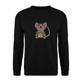 Funny Mouse Cheese Fan Cheese Vendor - Unisex Sweatshirt - black - Front - Alina (178cm) & Michal (187cm)