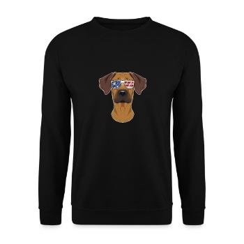Rhodesian Ridgeback USA Sunglasses I American - Unisex Sweatshirt - black - Front - Alina (178cm) & Michal (187cm)