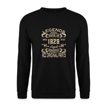 Legends Were Born In 1929. Aged Perfectly All orig - Unisex Pullover - Schwarz - Vorne - Alina (178cm) & Michal (187cm)