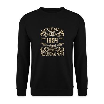 Legends Were Born In 1954. Aged Perfectly All orig - Unisex Pullover - Schwarz - Vorne - Alina (178cm) & Michal (187cm)