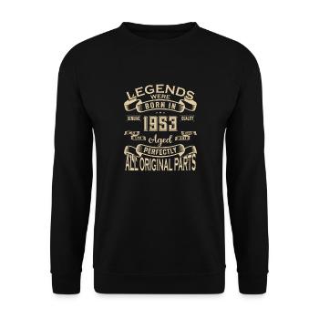 Legends Were Born In 1953. Aged Perfectly All orig - Unisex Pullover - Schwarz - Vorne - Alina (178cm) & Michal (187cm)