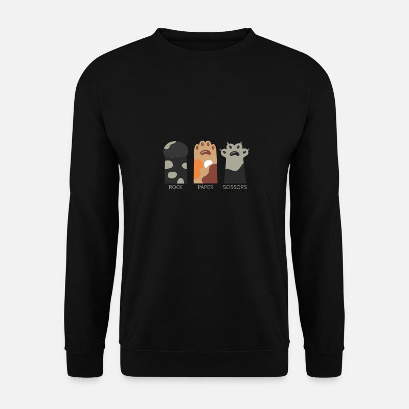 Steinpapier Schere Lustige Tiger-Katze Spiel Hände - Unisex Pullover - Schwarz