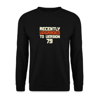 Funny Birthday Tee - Upgraded To Version )&"&Text( - Unisex Pullover - Schwarz - Vorne - Alina (178cm) & Michal (187cm)