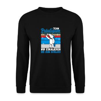 Team Bräutigam JGA Junggesellenabschied Polter - Unisex Pullover - Schwarz - Vorne - Alina (178cm) & Michal (187cm)