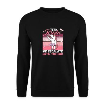Team Bride JGA Bachelor Party Polter Girls - Unisex Sweatshirt - black - Front - Alina (178cm) & Michal (187cm)
