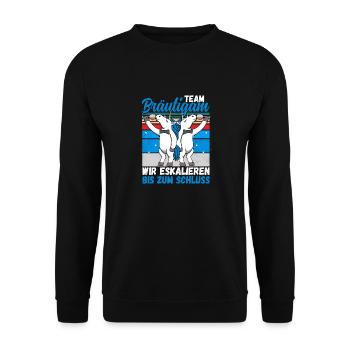 Team Bräutigam JGA Junggesellenabschied Polter - Unisex Pullover - Schwarz - Vorne - Alina (178cm) & Michal (187cm)
