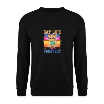 La vie de chat est ronronnante - Sweat-shirt Unisexe - noir - Devant - Alina (178cm) & Michal (187cm)