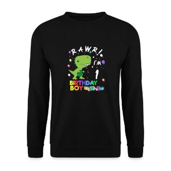 Rawr I'm 1 Cute Dinosaur Birthday Gift - Unisex Pullover - Schwarz - Vorne - Alina (178cm) & Michal (187cm)