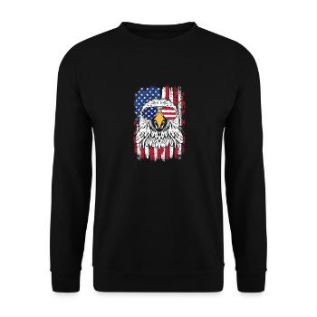 Eagle USA Flag - Unisex Sweatshirt - black - Front - Alina (178cm) & Michal (187cm)