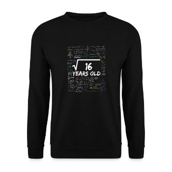 Square Root of 16 4TH Funny Math Birthday - Unisex Sweatshirt - black - Front - Alina (178cm) & Michal (187cm)