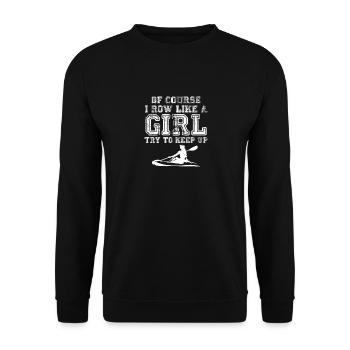 Cool Rowing Art Women Girls Coxswain Paddle Oar - Unisex Sweatshirt - black - Front - Alina (178cm) & Michal (187cm)