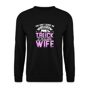 I have a truck driver wife - Unisex Pullover - Schwarz - Vorne - Alina (178cm) & Michal (187cm)