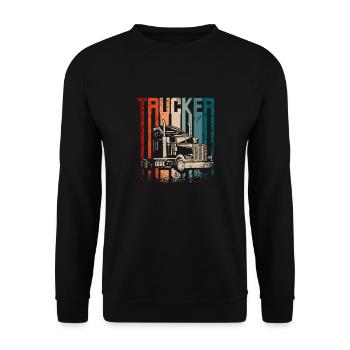Retro Vintage Trucker - Unisex Pullover - Schwarz - Vorne - Alina (178cm) & Michal (187cm)