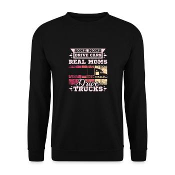 Moms drive trucks - Unisex Pullover - Schwarz - Vorne - Alina (178cm) & Michal (187cm)