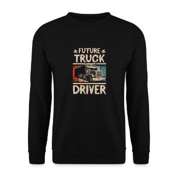 Future truck driver - Unisex Pullover - Schwarz - Vorne - Alina (178cm) & Michal (187cm)
