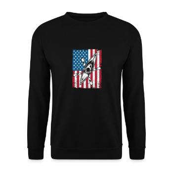 Kayak USA Flag Drôle American Canoe Kayak - Sweat-shirt Unisexe - noir - Devant - Alina (178cm) & Michal (187cm)