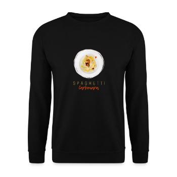 Spaghetti Carbonara Pasta Nudel Gourmet Design - Unisex Pullover - Schwarz - Vorne - Alina (178cm) & Michal (187cm)