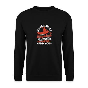 Lustig Kajakfahren Bootfahren Kajak liebt Never - Unisex Pullover - Schwarz - Vorne - Alina (178cm) & Michal (187cm)